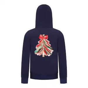 Everyday Kids Christmas Collection Red & Gold Painted Tree Girls Zip Up Hoodie – Holiday Sweatshirt - 1 of 4