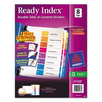 Avery Ready Index Customizable Table of Contents Multicolor Dividers 8-Tab Letter 11133