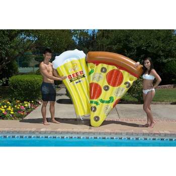 Poolmaster Inflatable Swimming Pool Mattress Floats with Slice O' Pizza and Beer Mug Combo