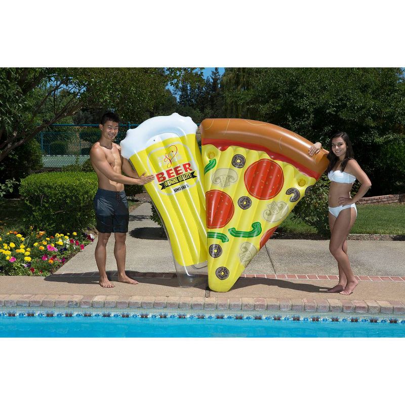 Poolmaster Inflatable Swimming Pool Mattress Floats with Slice O&#39; Pizza and Beer Mug Combo, 1 of 3