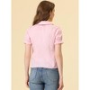 INSPIRE CHIC Women's Vintage Bow Tie Solid Peter Pan Collar Office Button Up Shirt - 4 of 4