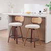 Okak Set of 2/3 PU/Linen Swivel Counter Height Bar Stools for Dining Rooms,Armless Chairs Bar Island Stools with Wooden Back - 4 of 4