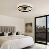 Ludomide Modern Flush Mount Ceiling Fan with Lights, 20” Low Profile Ceiling Fans with Remote and APP Control, Black Dimmable LED Ceiling Fan Light - 2 of 4