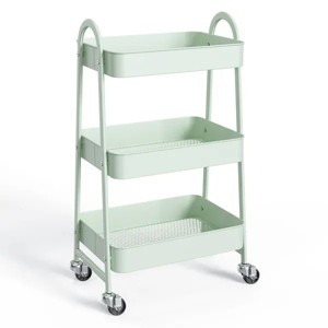 3/4-layer practical mobile trolley, metal movable storage rack, with ...