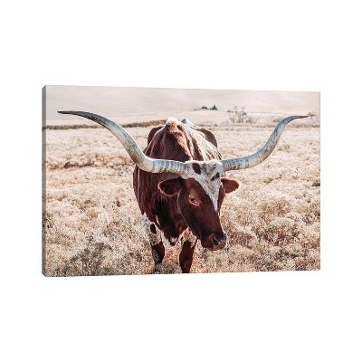 Cows With Horns In The Forest & American Flag Canvas Poster - TeeNavi