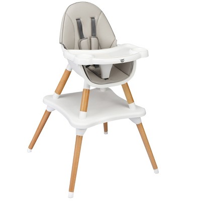 Image of Costway 5-in-1 Baby High Chair Infant Wooden Convertible Chair w/ 5-Point Seat Belt Gray
