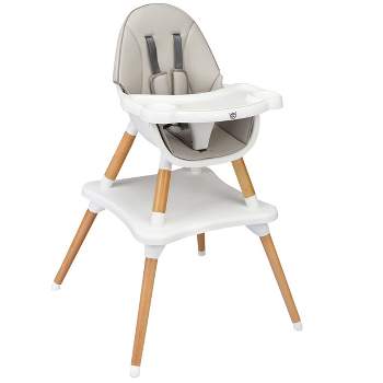 Costway 5-in-1  Baby High Chair Infant Wooden Convertible Chair w/5-Point Seat Belt Coffee\Gray\Khaki