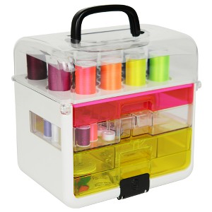 Singer Sew It-Goes-Craft Storage and Sewing Kit Neon 255 pc: Sewing Supplies, Seam Ripper, Bobbins, Polyester Case - 1 of 4