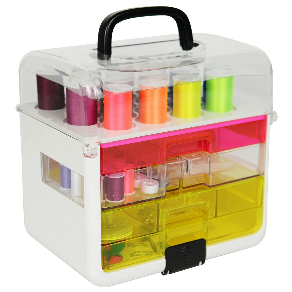 Singer Sew It-Goes-Craft Storage and Sewing Kit Neon 255 pc: Sewing Supplies, Seam Ripper, Bobbins, Polyester Case