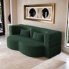 Modern Floor Sofa with 2 Pillows,Convertible Teddy Fabric Foam-Filled Sleeper Sofa Bed,15" Full Size Folding Mattress - Leovsnove - 2 of 4