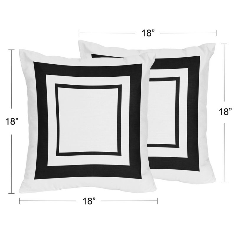Sweet Jojo Designs Set of 2 Decorative Accent Kids' Throw Pillows 18in. Hotel Black and White, 4 of 6
