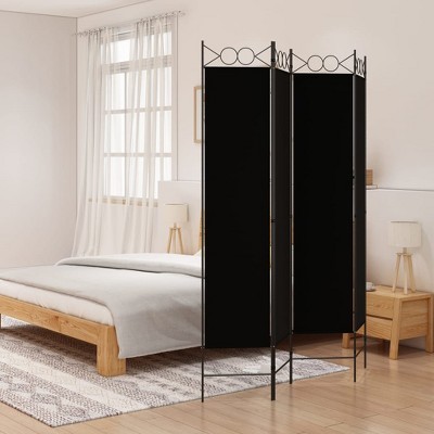 vidaXL 4-Panel Room Divider, Durable Fabric and Iron Construction, Privacy Screen for Bedroom/Living Room, Easy-Assembly, 63"x78.7" - Black