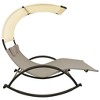 vidaXL Double Sun Lounger with Canopy Textilene Taupe and Cream - 3 of 4