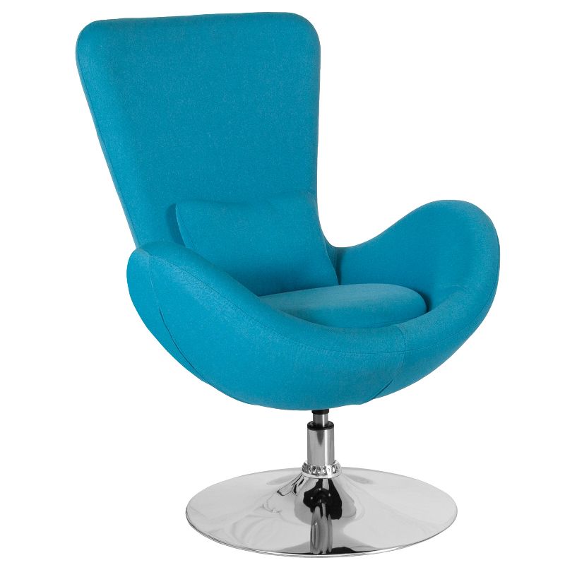 Merrick Lane High-Back Egg Style Lounge Chair With 360° Swivel Metal Base, 1 of 16