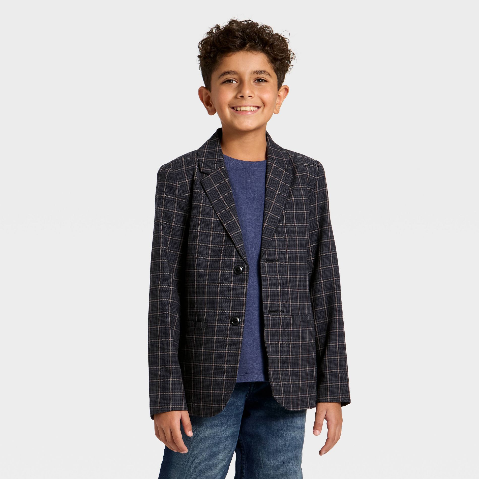 Boys' Plaid Suit Jacket - Cat & Jack™ Black