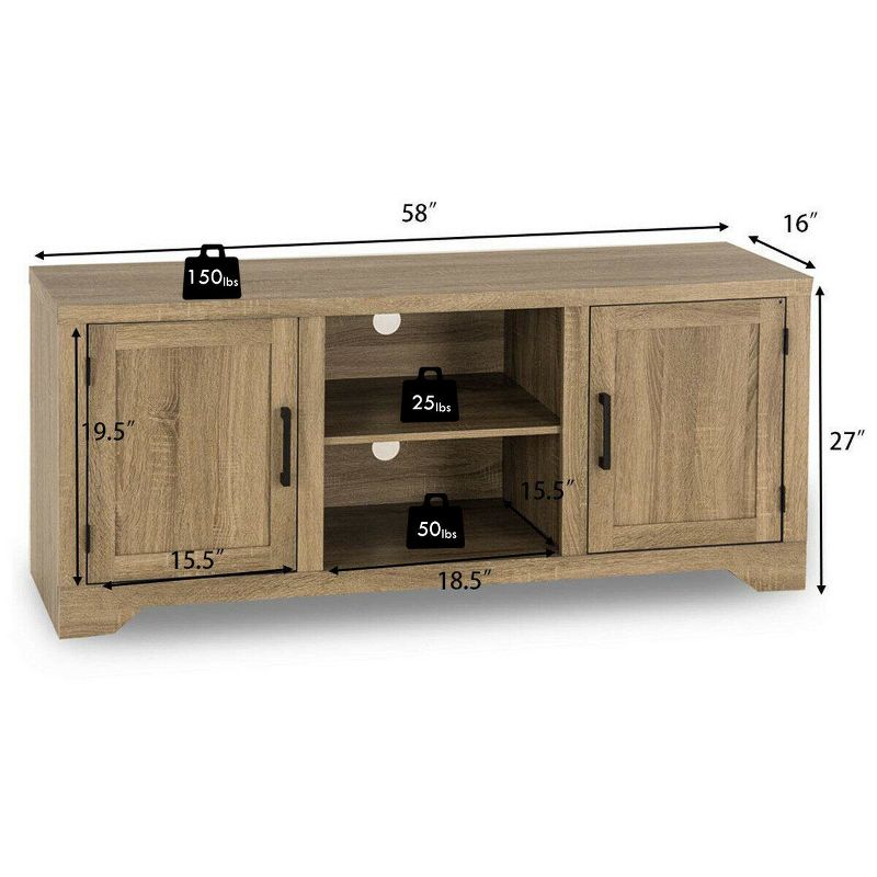 Costway Rustic TV Stand Entertainment Center Farmhouse Console Storage Wood Cabinet, 2 of 13