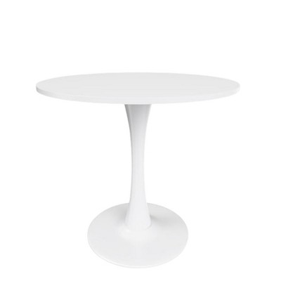 Infurnic Coffee Tables, Modern Wood Tabletop with Pedestal Base, Small Round Table for Kitchen or Living Room, White, 31.5"*31.5"*28.74"