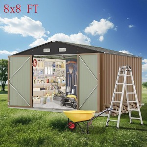 Outdoor Metal Storage Shed Steel Utility Tool House With Lockable Doors & Windows - 1 of 4