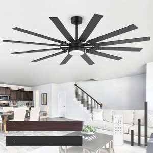 Airsurfer 72" Ceiling Fan with Light and Remote Control 12 Reversible Blades Ceiling Fan with 6-Speed Quiet DC Motor, 3 Color LED Light - 1 of 4