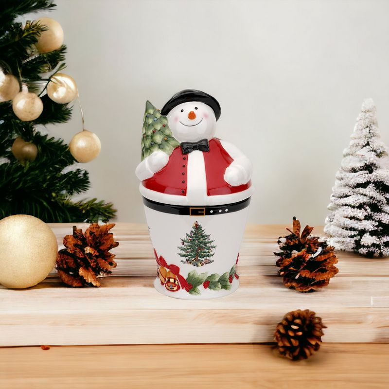 Spode Christmas Tree Mr. Snowman Cookie Jar, 4 of 6