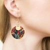 Boho Earrings, Gold Hoop Flower Earrings, Dangle Round Disc Earrings for Women, Handmade Bohemian Trendy Boho Floral Jewelry Gift - 2 of 4