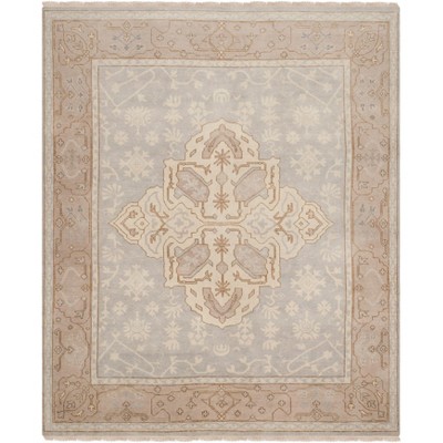Elysian Light Blue Traditional Hand-Knotted Wool Area Rug, 8' x 10'