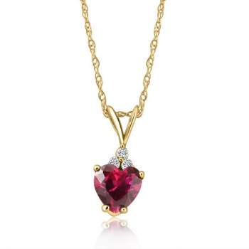 Pompeii3 1/2ct Diamond & Ruby Heart Pendant 14K White Yellow or Rose Gold Necklace 1/2"