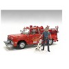 "Firefighters" 6 piece Figure Set (4 Males, 1 Dog, 1 Accessory) for 1/18 Scale Models by American Diorama - 4 of 4