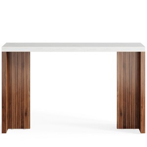 Lirago Brown Engineered Wood and Metal 55-Inch Bar Table 19.7x55.1x35.8 Inch Modern Coffee Table - 1 of 4