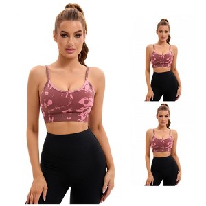 INSPIRE CHIC 3 Pcs Women's Tie-Dye Adjustable Straps U Back Wirefree Full Support Workout Sports Bras - 1 of 4