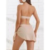 INSPIRE CHIC Women's O Ring Bandeau Ribbed Bikini Sets Triangle Bottoms with Cover Up Bottoms Swimwear Bathing Suits 3 Pieces - 3 of 4