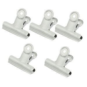 Unique Bargains Spring Loaded Design Strong Grip Easy Open Silver Tone Office Binder Clip 2.6" x 2.9" x 2" 5 Pcs - 1 of 4