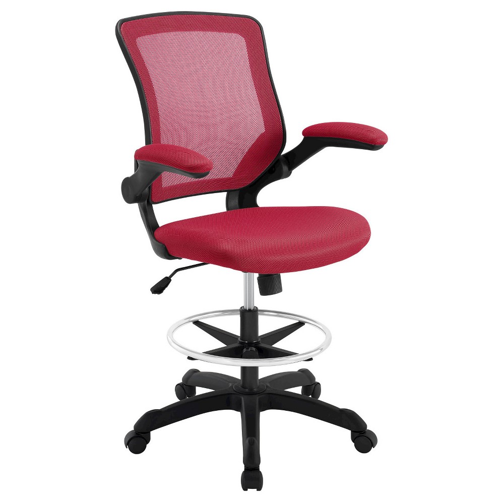 Photos - Computer Chair Modway Veer Drafting Stool Cabernet Red - : Mesh Back, Pneumatic Lift, Nylon Legs, Office Use Carbernet Red 