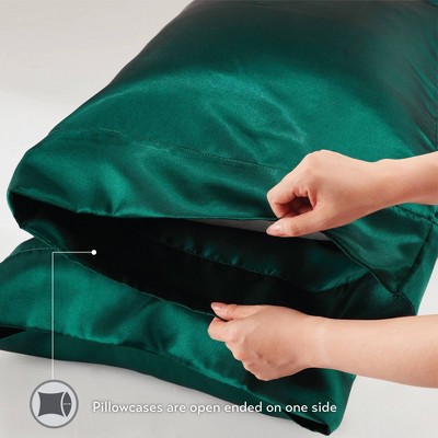 Emerald Green Satin Standard/Queen Pillowcase Set