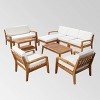Grenada 9pc Acacia Wood Patio Sectional Sofa Set Teak/Beige - Christopher Knight Home - 2 of 4