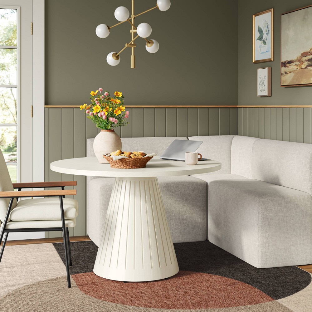 Photos - Pouffe / Bench 38" Cora Dining Banquette in Performance Textured Weave Flax - Threshold™