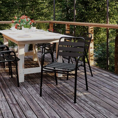 Lila 31'' Black Commercial Metal Indoor-Outdoor Stack Chair