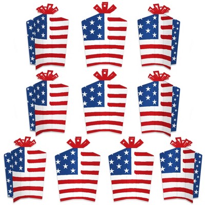 Big Dot of Happiness Stars & Stripes - Table Decorations - Memorial Day, 4th of July & Labor Day Patriotic Party Fold & Flare Centerpieces - 10 Count