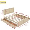Streamdale Queen Size Wood Storage Platform Bed with 4 Drawers, Rattan Headboard, Nature - 4 of 4