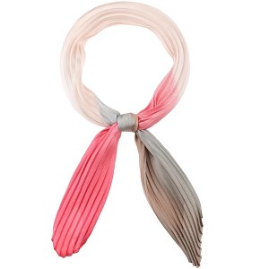 INSPIRE CHIC Women Gradient Color Pleated Satin Ombre Colorful Long Stretchy Neck Scarves 1Pc - 1 of 4