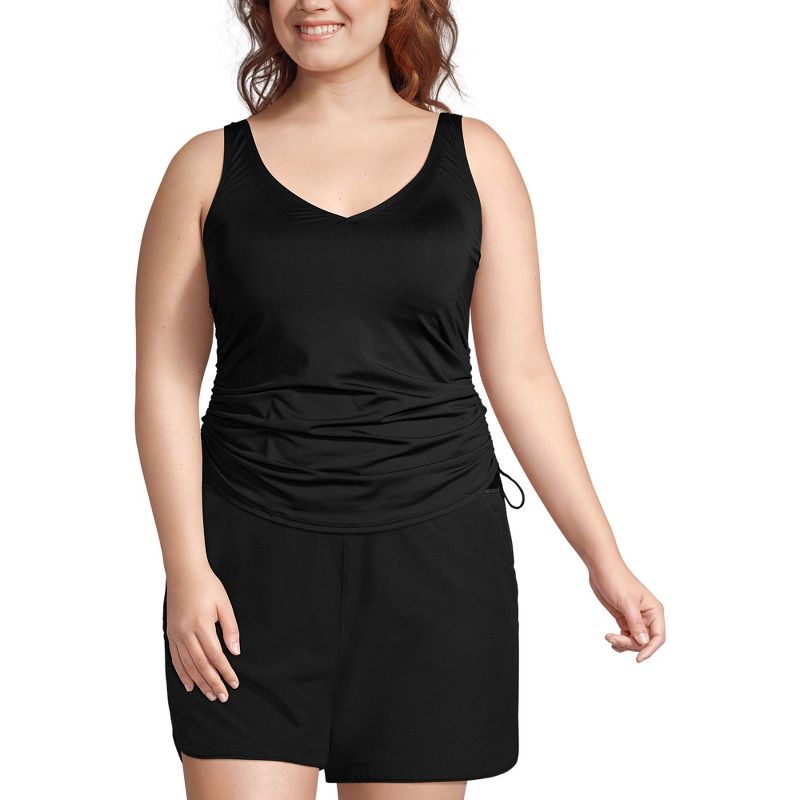 Lands' End Women's Plus Size DD-Cup Chlorine Resistant Adjustable V-neck Underwire Tankini Top Swimsuit, 5 of 6