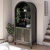 RealRooms Anaya Tall Arched Storage Cabinet with Faux Rattan Doors, Shadow Oak - 3 of 4