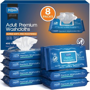 Inspire Adult Wet Wipes, Adult Wash Cloths, Adult Wipes for Incontinence & Cleansing for Elderly, 8"x12" - 1 of 4