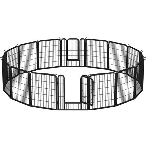 Yaheetech 16 Panels Dog Playpen Panels Metal Pet Exercise Barrier Outdoor Indoor, Black - 1 of 4