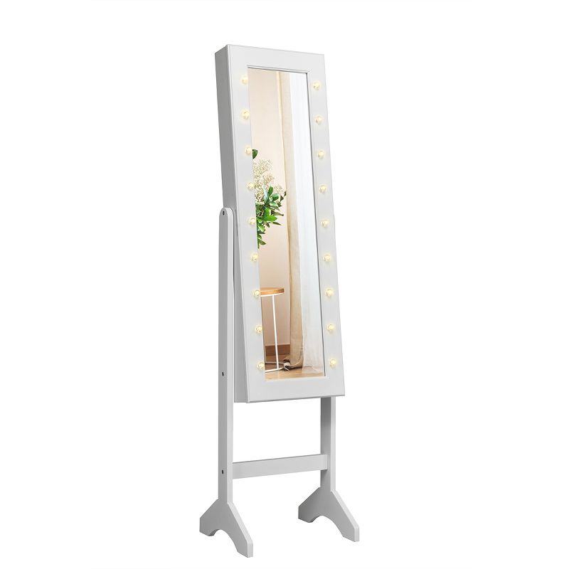 Tangkula LED Lighting Mirrored Jewelry Cabinet Armoire Free Standing Dressing Organizer, 1 of 10