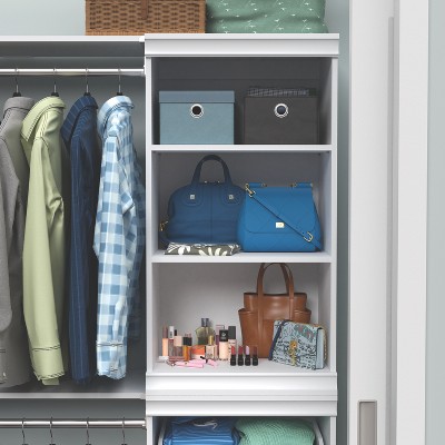 White Adjustable Wood Stackable Kids Shelf Unit