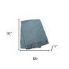 HomeRoots 55" X 70" Slate Blue Cotton Blend Waffle Weave Throw Blanket with Fringe - 3 of 4