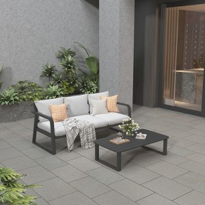 SUGOLD 3 Piece Patio Furniture Dining Set, Cast Aluminum Outdoor Dining Chairs and Table Set - 1 of 4