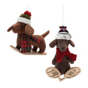 Plush Ski and Snowboard Dog Ornament (Set of 6) - 1 of 3