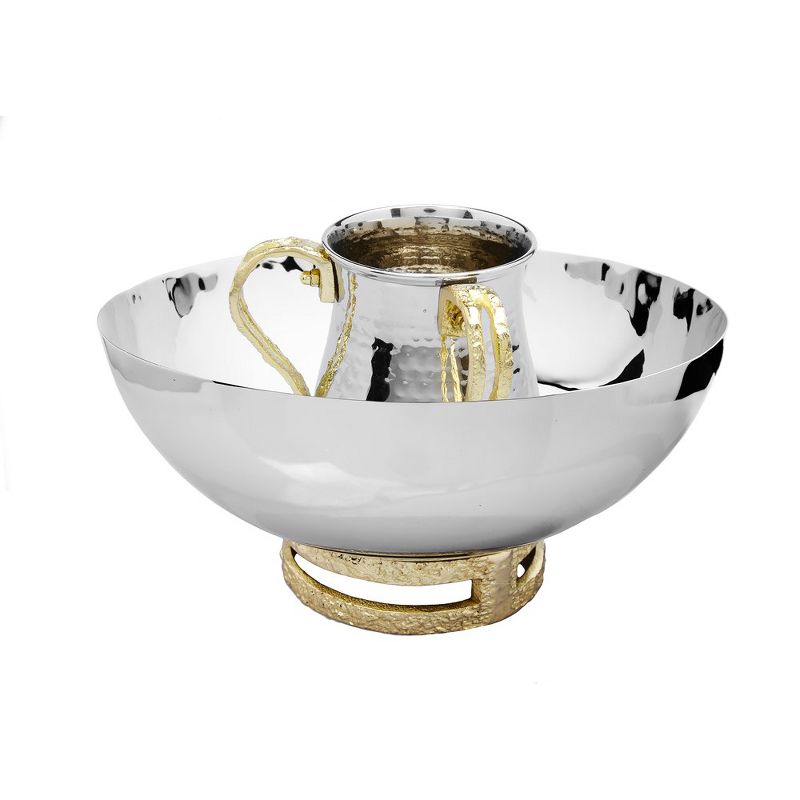 Classic Touch 11.25" Stainless Steel Bowl with Gold Loop Base, 2 of 5